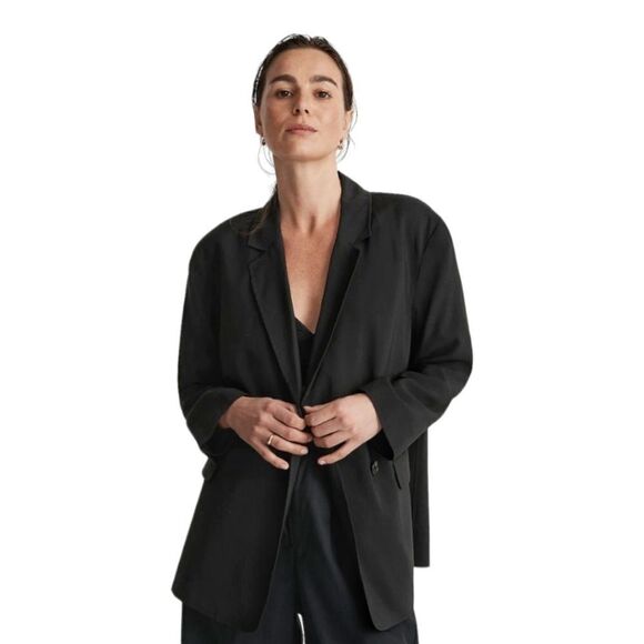 Madewell Oversized Softdrape Black Blazer | Slouchy Workwear Layer Sz S NWT - Picture 2 of 12